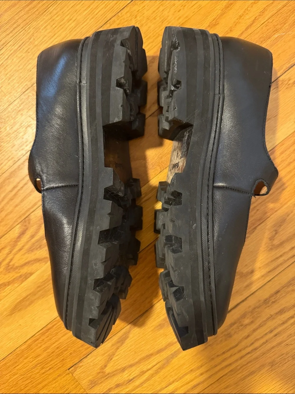 Madewell Black Leather Mary Jane Platform Loafers